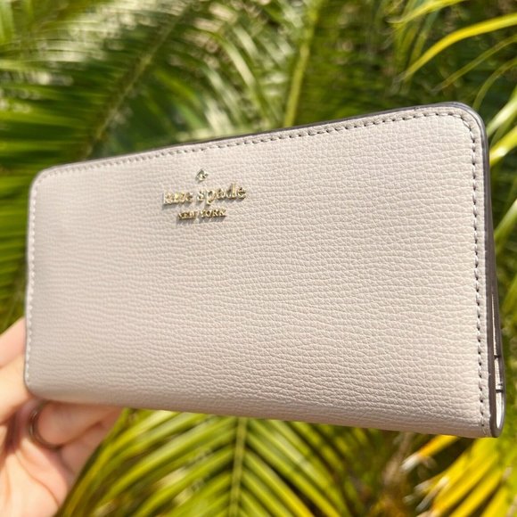 Kate Spade Darcy Large Leather Slim Bifold Wallet Warm Taupe Leather - Picture 3 of 3